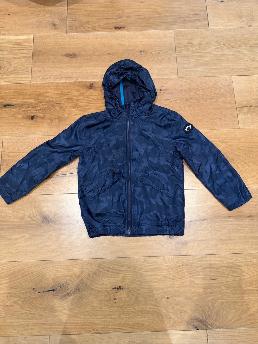 Appaman Navy Blue Hooded Windbreaker with Camouflage Print